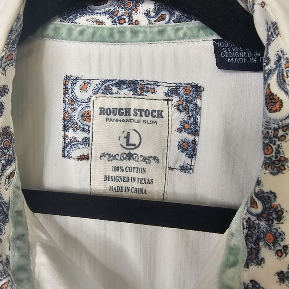 Rough Stock Panhandle Slim Western Embroidered Womens L Long Sleeve  Pearl *FLAW - Picture 3 of 16
